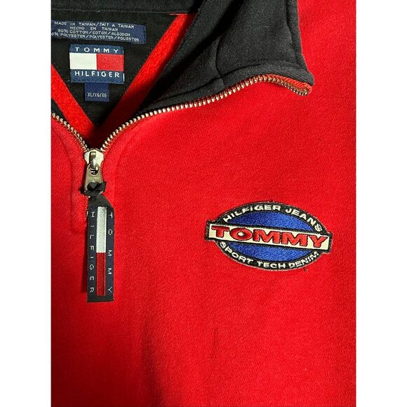 Vintage Tommy Hilfiger Jeans Quarter Zip Pullover Sweater - Picture 2 of 5